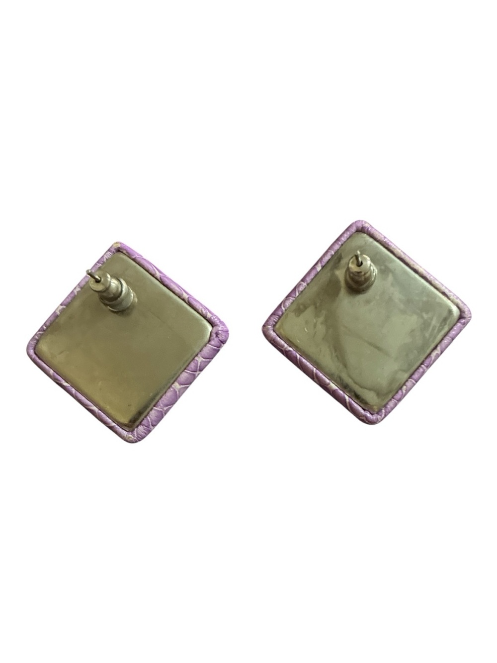 Lavender Textured Square Stud Earrings - Picture 2 of 2